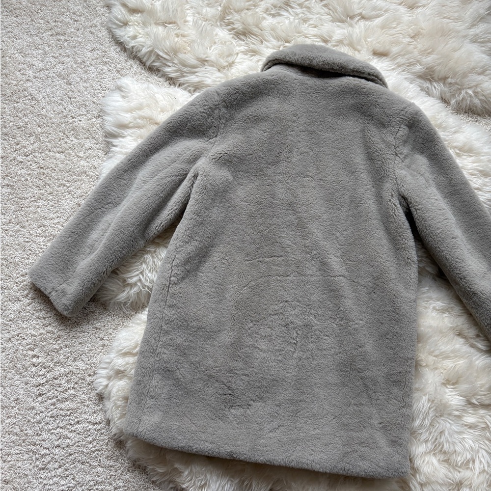 nwt zara grey faux fur coat xs - Picture 10 of 14